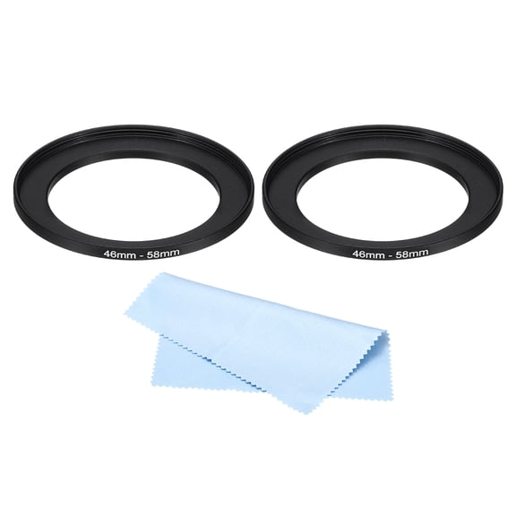 Uxcell 46mm-58mm Step Up Ring with Cleaning Cloth, 2 Pack Camera Lens Filter Adapter Ring, Black