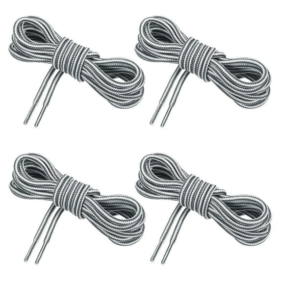 Uxcell 47.2 x 5/32 Inch Dual Colored Round Boot Laces Shoelaces, White Gray 4 Pairs