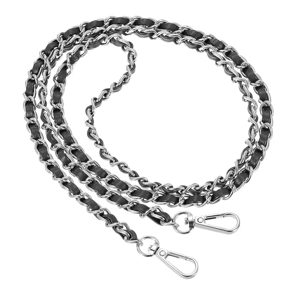Uxcell 47" Purse Chain Strap DIY Bag Chain Strap Replacement Adjustable Black Silver