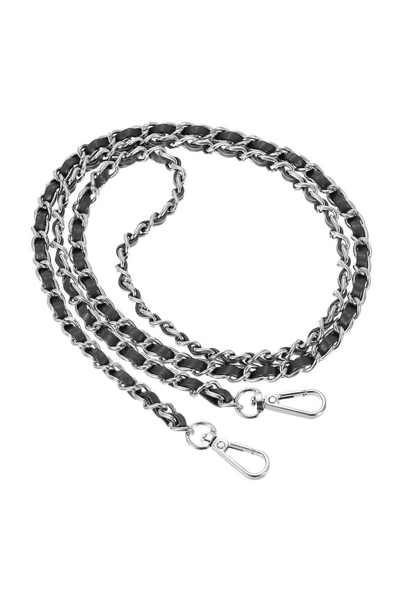 47" Purse Chain Strap, DIY Bag Chain Replacement Crossbody Bag Adjustable, Black&Silver