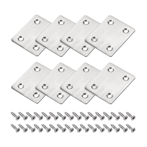 Uxcell 47 x 38 x 2mm Stainless Steel Flat Straight Brace Repair Plate 8 Pcs