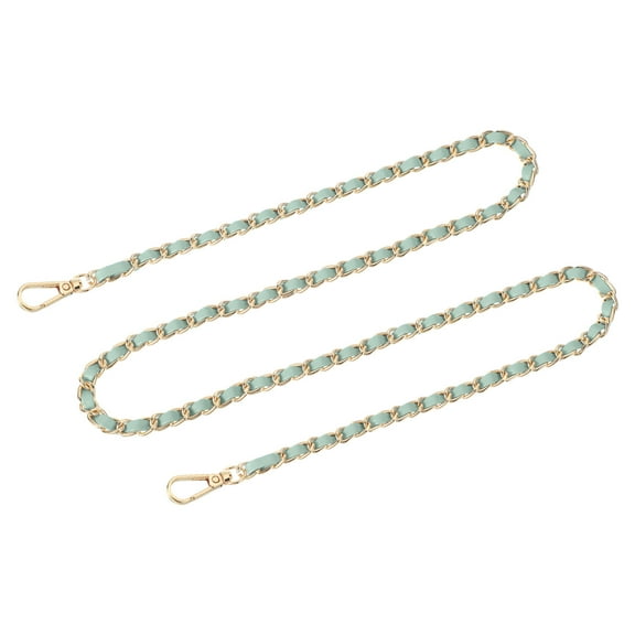 Uxcell Purse Chain Strap, 47" Leather Iron Flat Chain Strap Handbag Chains Purse Straps for Shoulder Bags and Cross Body Bags Replacement Strap (Gray Strap + Gold Chain)