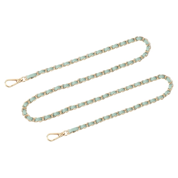 Uxcell Purse Chain Strap, 47" Leather Iron Flat Chain Strap Handbag Chains Purse Straps for Shoulder Bags and Cross Body Bags Replacement Strap (Gray Strap + Gold Chain)