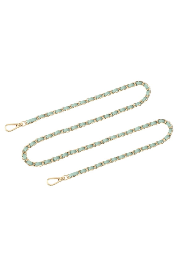 Purse Chain Strap, 47" Leather Iron Flat Chain Strap Handbag Chains Purse Straps for Shoulder Bags and Cross Body Bags Replacement Strap (Gray Strap + Gold Chain)