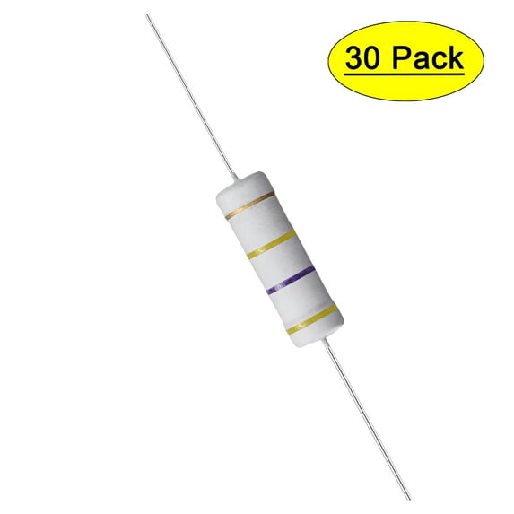 Uxcell 30Pcs 5W 5 Watt Metal Oxide Film Resistor Axile 470K Ohm ±5% Tolerance