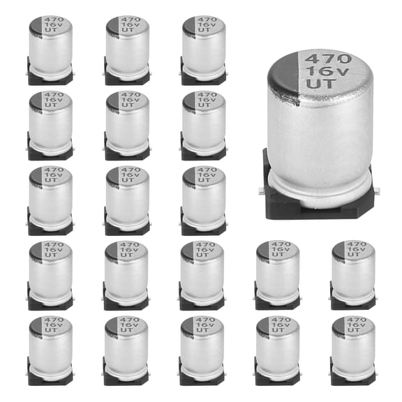 Uxcell 470uF 16V Aluminum Electrolytic Capacitors, Low Impedance Surface Mount Device Electrolytic Capacitor for TV Computer Circuit Board DIY Electronic Projects, 8x10.5mm, 20pcs