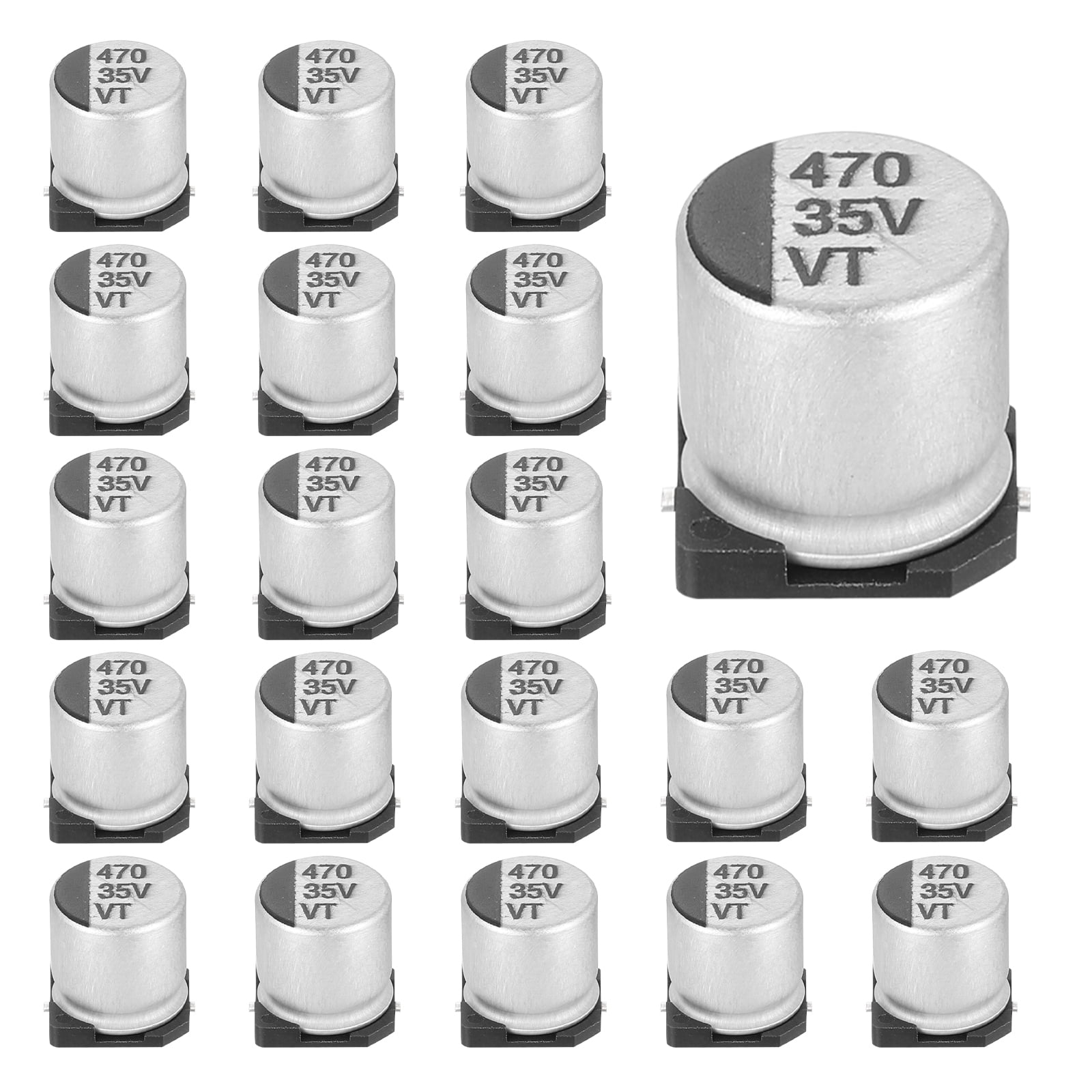 Uxcell 470uF 35V Aluminum Electrolytic Capacitors, Low Impedance ...