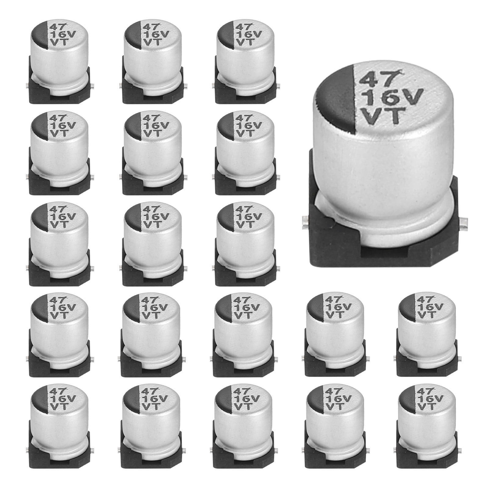 Uxcell 47uF 16V Aluminum Electrolytic Capacitors, Low Impedance Surface ...