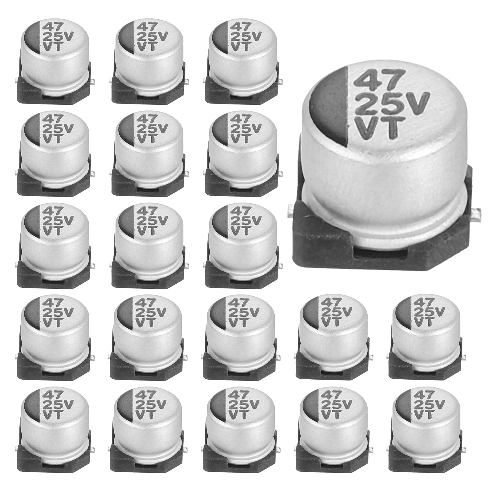 Uxcell 47uF 25V Aluminum Electrolytic Capacitors, Low Impedance Surface ...