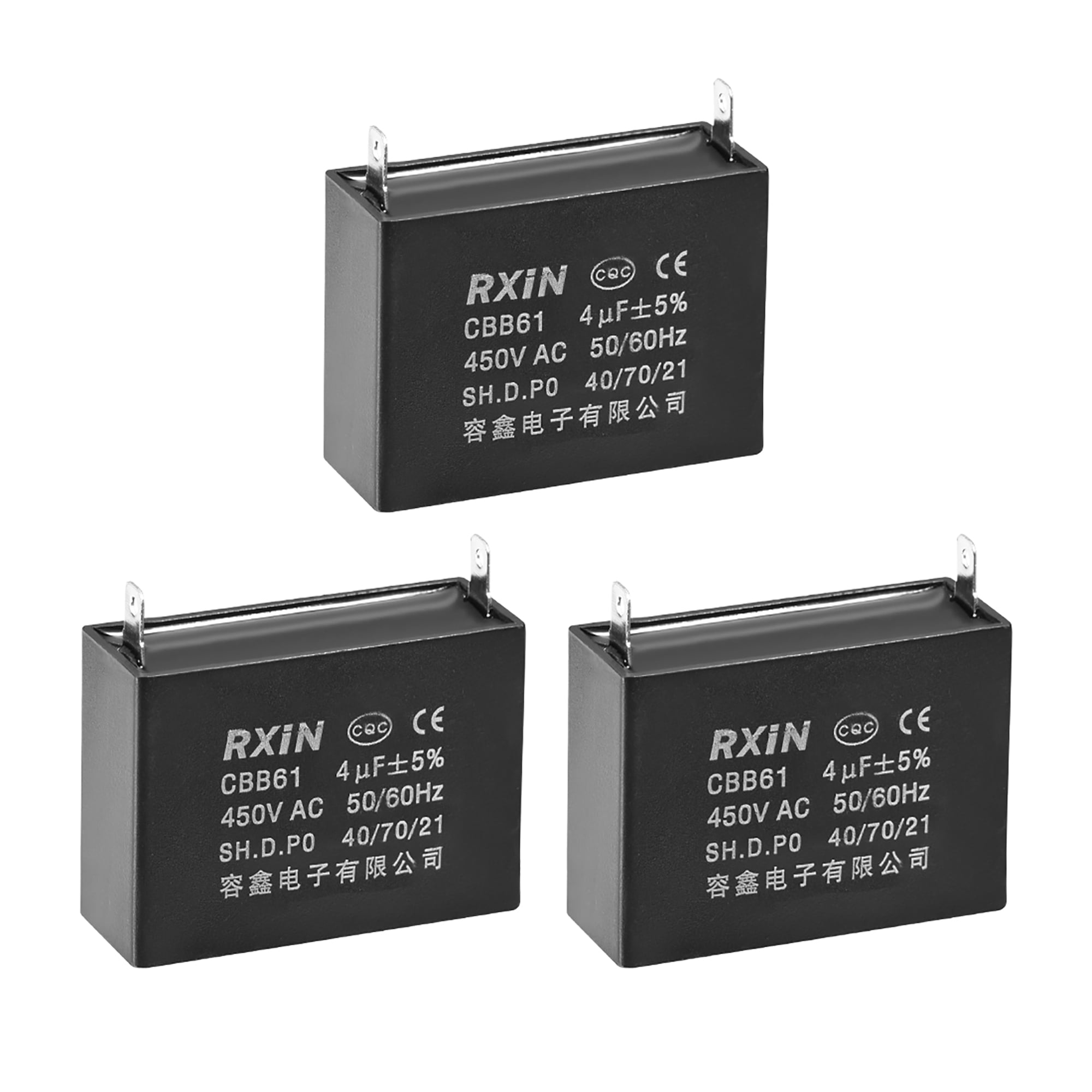 Uxcell 47x18x34mm 4uF 450V AC Single Insert CBB61 Ceiling Fan Run