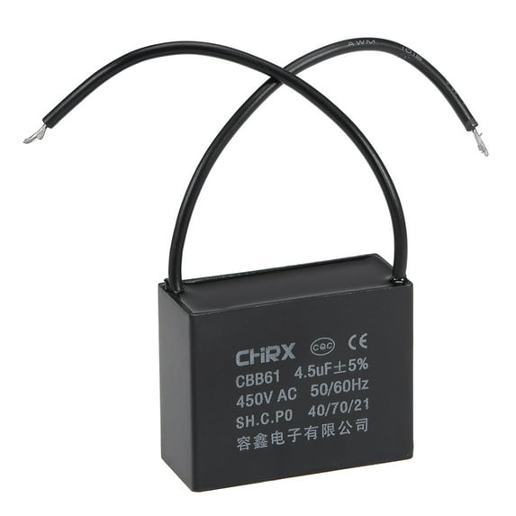 Uxcell 47x20x37mm 4.5uF 450V AC 2 Cable CBB61 Ceiling Fan Run Capacitor 2 Pack