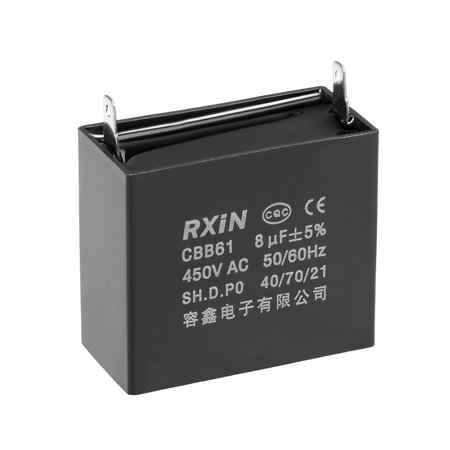 Uxcell 47x23x41mm 8uF 450V AC Single Insert CBB61 Ceiling Fan Run Capacitor