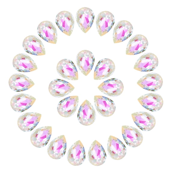 Uxcell 48 Pcs 3D Teardrop Rhinestones Diamond Nail Charm Crystal Pointback K9 Glass Rhinestones, 10x14mm, AB Transparent