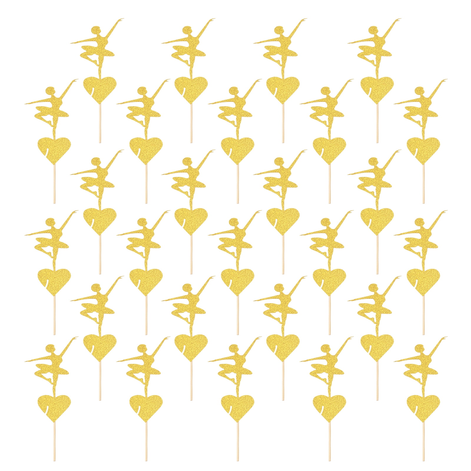 Point Toppers Uxcell 48 Pcs Dancing Cupcake Toppers, Glitter Cupcake Picks with Glue ...