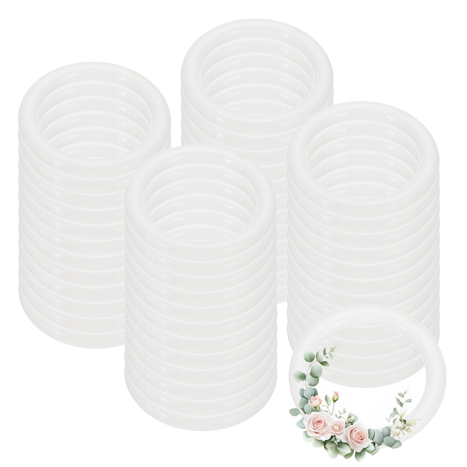 Uxcell 48 Pcs Dream Catcher Rings, 1.1 inch Floral Macrame Plastic O ...