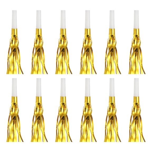 Uxcell 48 Pcs Fringed Noise Makers, Metallic Fringe Party Blowers Party Favors for Sports Events Birthday Parties Graduation Ceremonies Christmas New Year Gift Decorations, Gold Tone