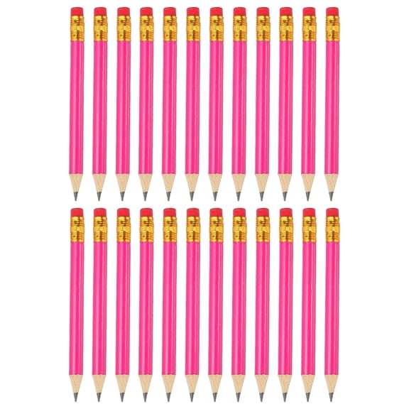 Uxcell 48 Pieces Golf Pencils, 4" Mini Pre Sharpened Pencils #2 HB Short Graphite Pencils Bulk with Eraser, Rose Red