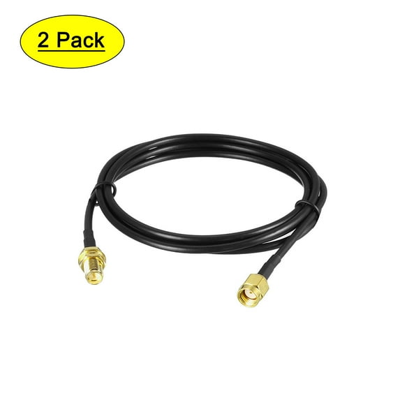 Uxcell 48'' RG174 RP-SMA Male to RP-SMA Female Antenna Extension Cable Shorter Length Metal Black 2 Pcs