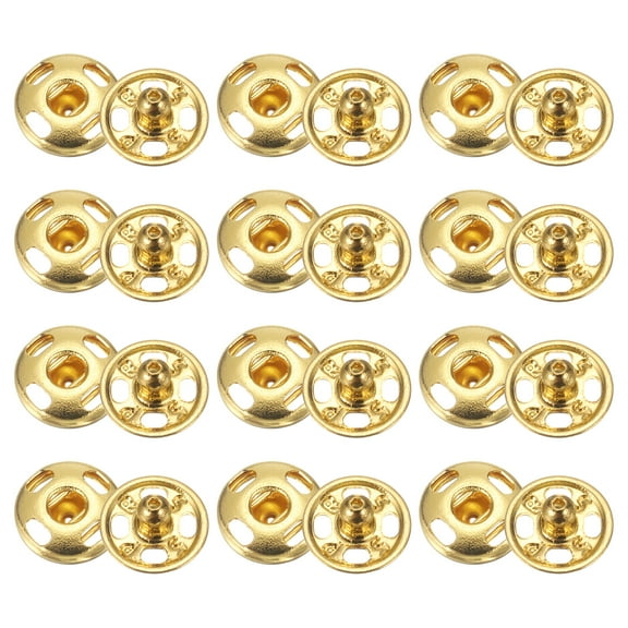 Uxcell 48 Set Sew-on Snap Buttons 7mm Metal Snap Fastener Buttons, Gold