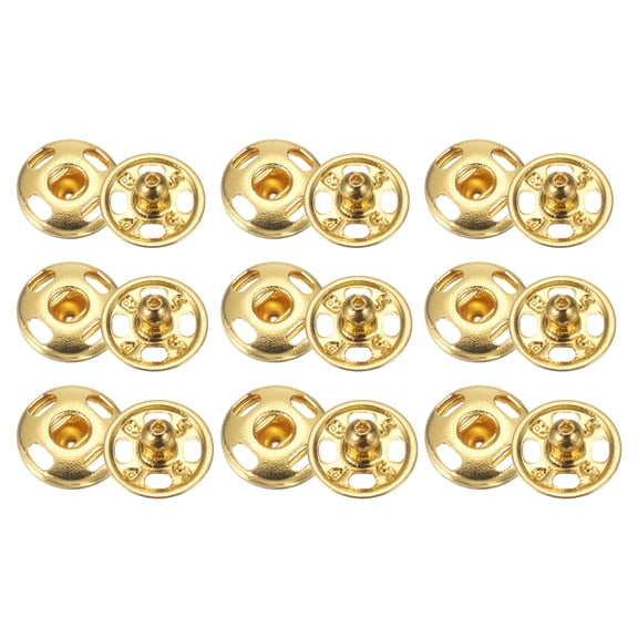 Uxcell 48 Set Sew-on Snap Buttons 8/10/12mm Metal Snap Fastener Buttons, Gold