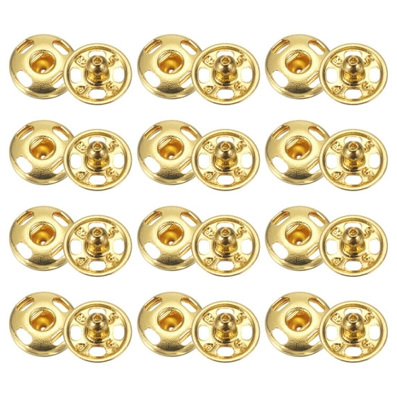 Uxcell 48 Set Sew-on Snap Buttons 9mm Metal Snap Fastener Buttons, Gold