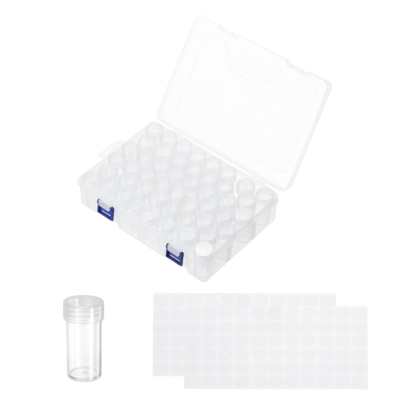 Uxcell 48 Slots Diamond Art Storage Containers, Clear Plastic Diamond Art Painting Beads Organizer Case Accessories with Labels for Jewelry Nail Crafts Rhinestones, 9x6.2x2.3inch