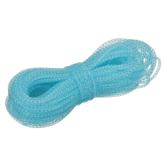 Uxcell 48 Yards Mesh Tube 3/16 Inch Decor Tubing Flex for Wreath,DIY Craft Light Blue Silver
