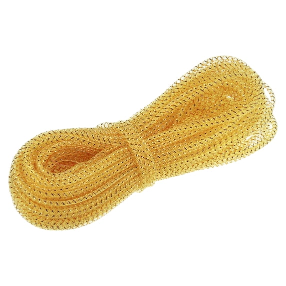 Uxcell 48 Yards Mesh Tube 3/16 Inch Decor Tubing Flex for Wreath,DIY Craft Yellow Gold