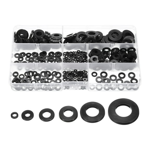 Uxcell 480pcs Rubber Flat Washer Gasket Assortment M2-M10, Bolts Spacers Washers Gasket