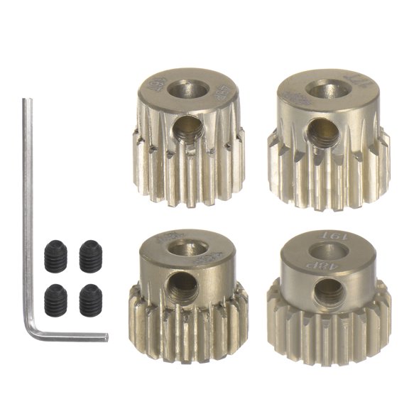 Uxcell 48P Pinion Motor Gear Set 16T 17T 18T 19T 1/8 inch RC Motor Shaft 7075 Aluminum