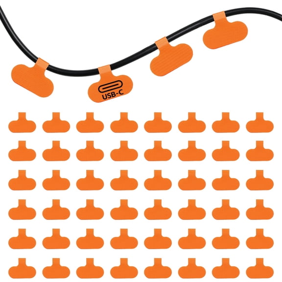 Uxcell 48Pcs Cable Labels Tags, 2.4" Write on Wire Tags Cord Labels Hook Loop Oval Cable Ties for Electronics Organize Wire Classify Identification Management, Orange
