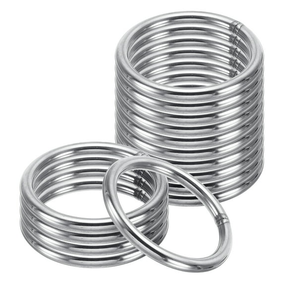 Uxcell 48mm Metal O Rings, 15 Pack 304 Stainless Steel Round Rings for Hardware Bags