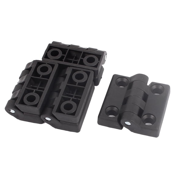 Uxcell 48mm x 48mm Black Plastic 2 Leaves Foldable Flap Bearing Hinge 4Pcs