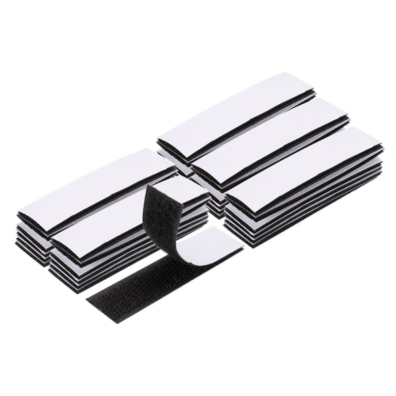 Uxcell 48set Hook and Loop Strips with Adhesive 0.8"x3" Double Sided Hook and Loop Tape Nylon Self Sticky Fastener, Black