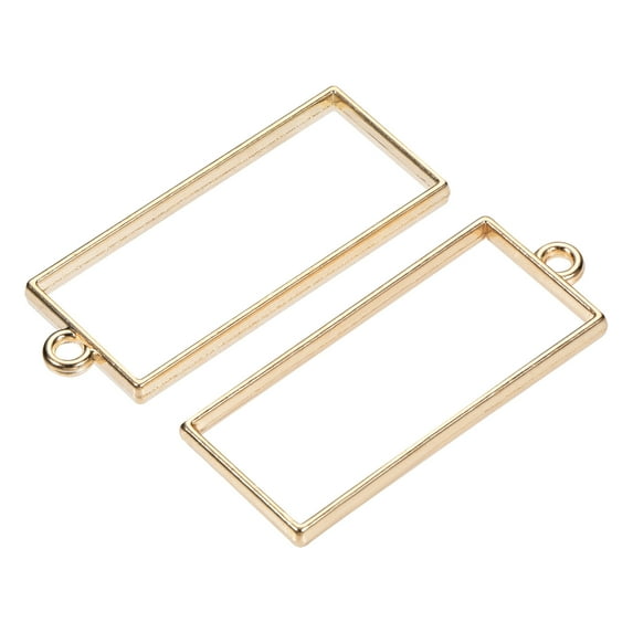 Uxcell 48x20mm Rectangle Hollow Resin Pendants Frames for DIY Crafts Gold Tone 10 Pack