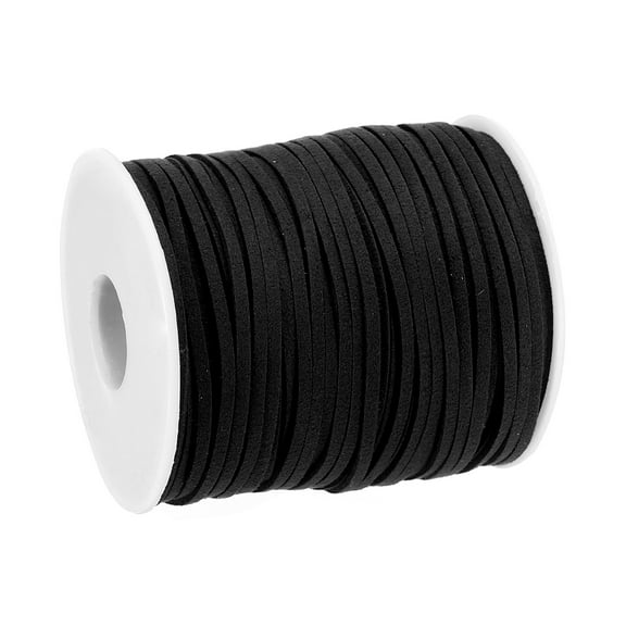 Uxcell 49.21 Yards 2.6mm Flat Leather Cord Suede String for DIY Crafts, Black 1 Roll