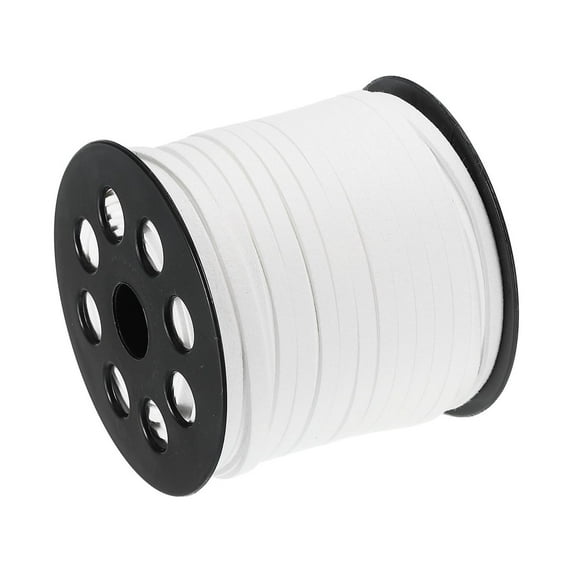 Uxcell 49.21 Yards 5mm Flat Suede Cord Leather String for DIY Crafts White 1 Roll