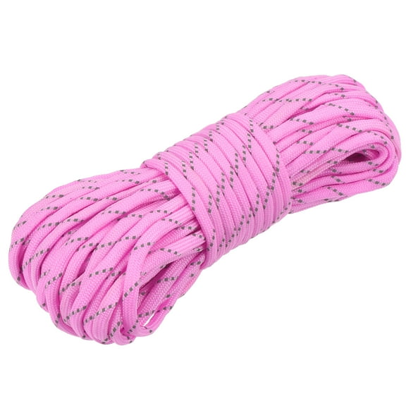 Uxcell 49.2Ft 4mm Nylon Reflective Tent Rope Guyline Camping Cord Light Pink