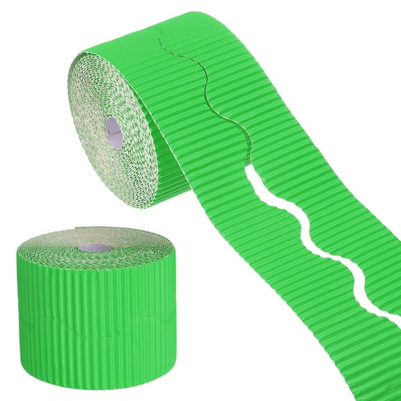 Uxcell 49.2ft Bulletin Board Border, Corrugated Paper Decorative Wavy Border, Scalloped Rolled Border Trim for Crafts Classroom Offices DIY Project Party Birthday Decoration, Green