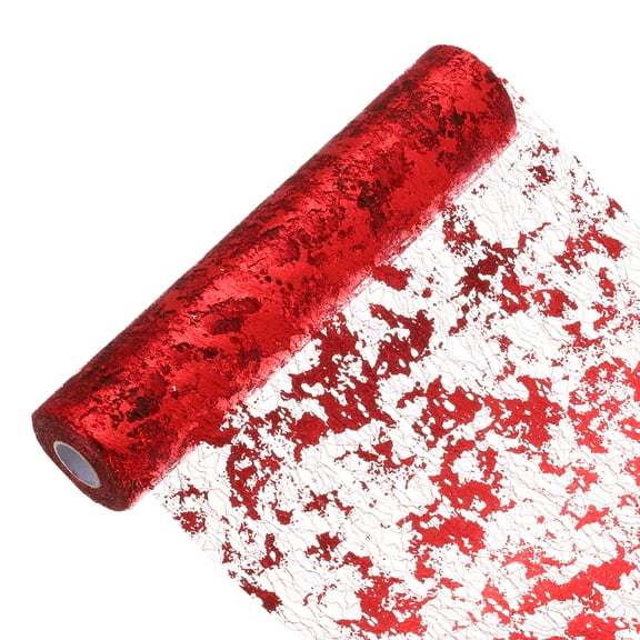 Uxcell 49 Feet Table Runner, Sequin Gold Foil Thin Mesh Metallic Table Runner Roll Table Decorations for Event Party, Birthday Party, Weddings, Christmas, New Year, Red