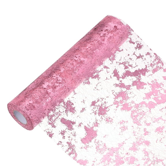 Uxcell 49 Feet Table Runner, Sequin Gold Foil Thin Mesh Metallic Table Runner Roll Table Decorations for Event Party, Birthday Party, Weddings, Christmas, New Year, Light Pink