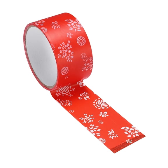 Uxcell 49 ft Chinoiserie Flower Washi Tape, Washi Tape Stickers Bulletin Board Borders Decorative Sticker for DIY Craft Blackboard Scrapbook Office Home Decor, Red Fortune Knot Blue