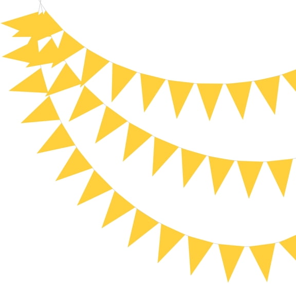 Uxcell 49ft Pennant Banner Flags, Felt Fabric Pennant Flags for Carnival Wedding Birthday Party Decorations Yellow