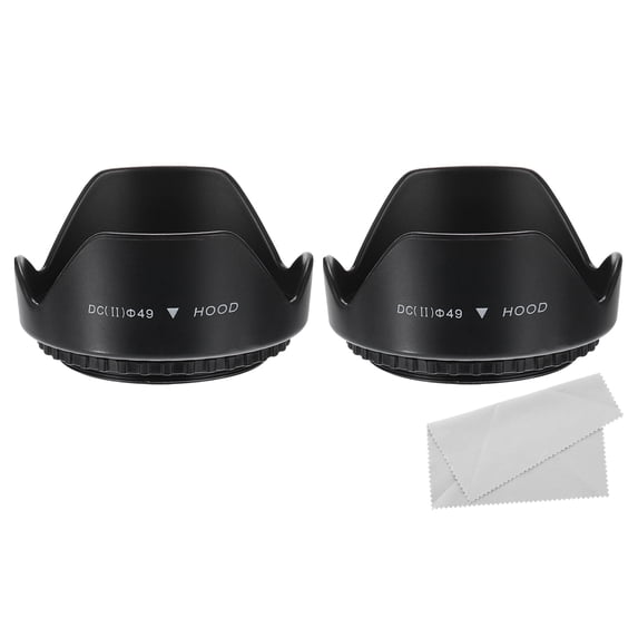 Uxcell 49mm Camera Lens Hood, 2Pcs Flower Lens Hood Protector with Cleaning Cloth