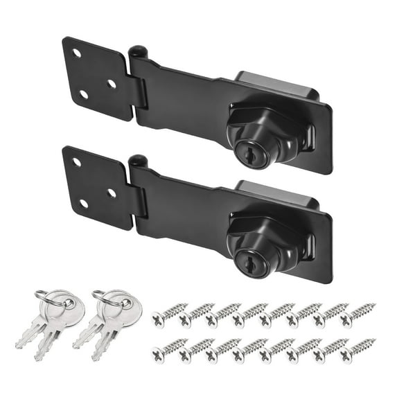 Uxcell 4Inch Keyed Hasp Locks Twist Knob Locking Hasp Lock Keyed Different 2 Pack, Black