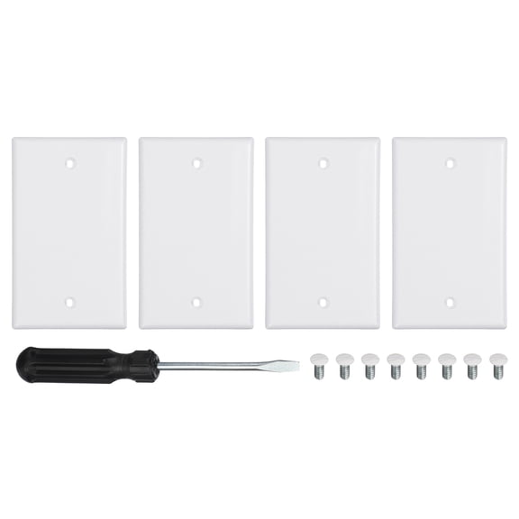 Uxcell 4PCS Blank Wall Plate Wall Plates 1-Gang Switch Electrical Cover Plate for Light Switch Outlet Receptacle Electrical Box Home Office Bedroom, White, 4.5 x 2.7"