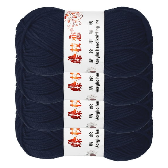 Uxcell 4PCS Crocheting Yarn, Dark Blue 4 Ply Acrylic Yarn 200g Sport Weight Yarns Bulk Soft and Fluffy Yarns for Knitting DIY Crochet Handicraft Blankets Gift,394 Yards Total