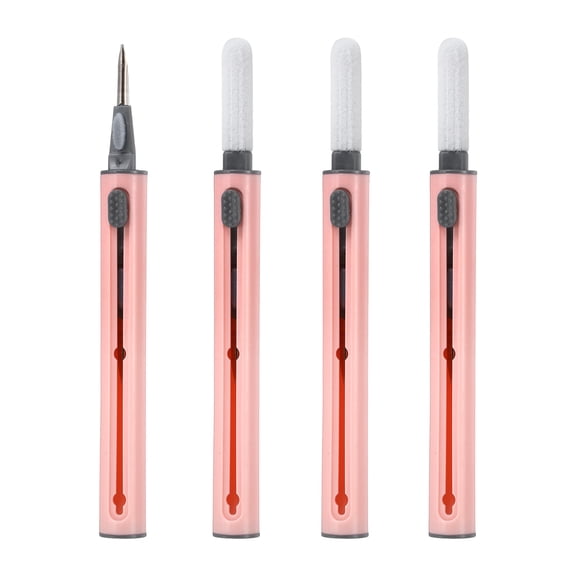 Uxcell 4PCS Earphone Cleaner Kit - Ultra Portable Multi-Function Cleaner Kit Soft Brush for Bluetooth Earphones Case Cleaning Tools, Light Pink