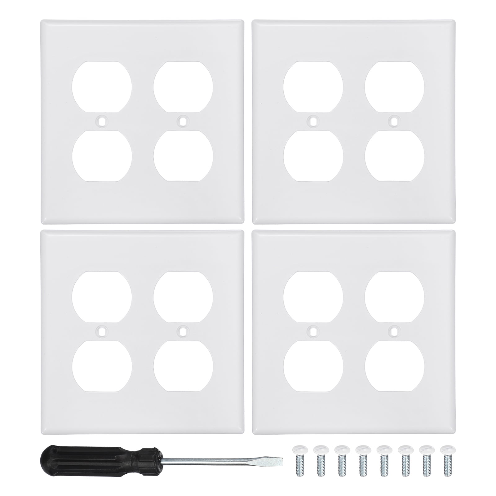 Uxcell 4PCS Quadruple Outlet Wall Plates 2-Gang Switch Electrical Cover ...