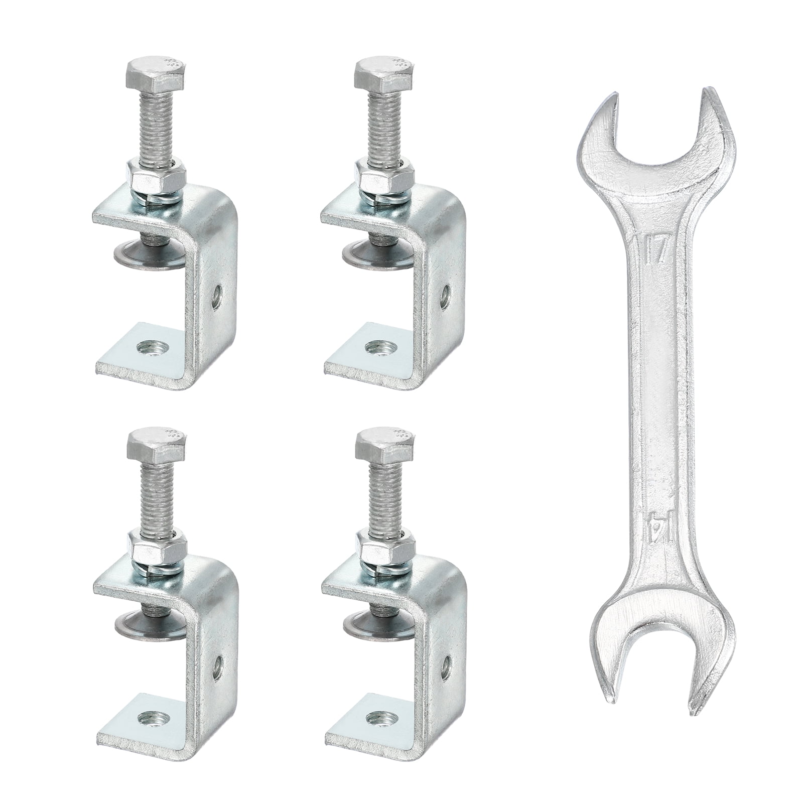 Uxcell 4PCS Carbon Steel C Clamps Mini 1-3/4" (45mm) Wide Jaw Opening Small Galvanized  U Clamp for Woodworking Welding Building Household Mounting